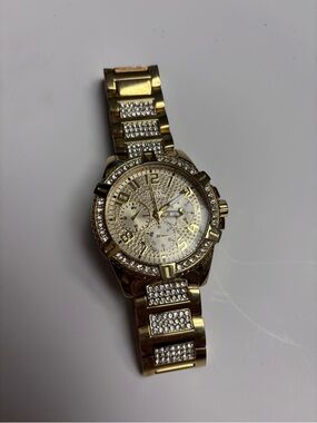 Guess Gold Crystal-Accented Women's Bracelet Watch